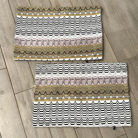 2 Rodeo Home Chenille Chevron Standard Pillow Shams 28x17 - Picture 1 of 7